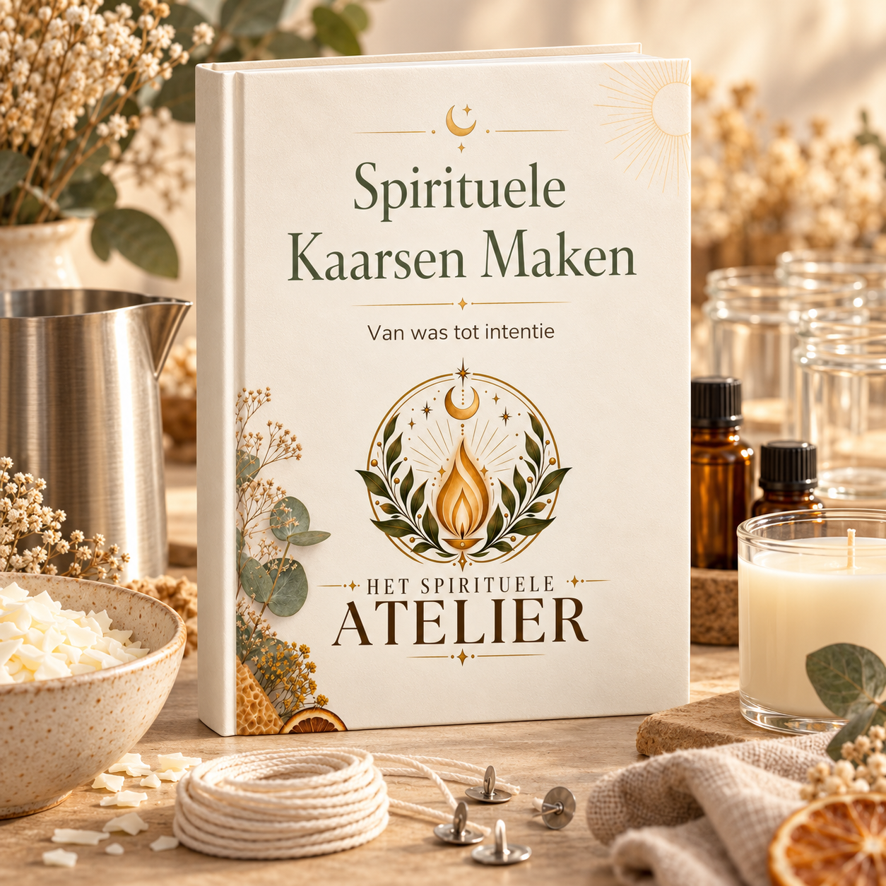 Het boek Spirituele Kaarsen Maken met kaarsenmaterialen